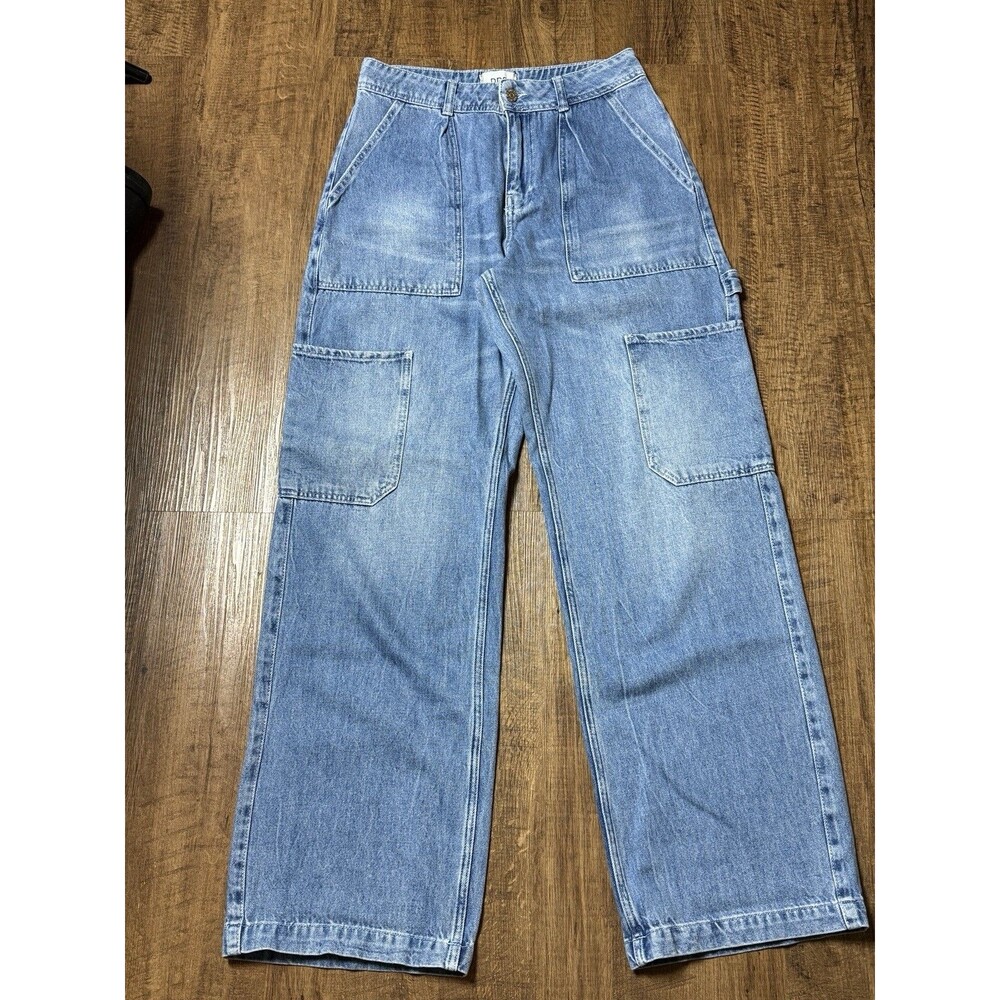 BDG Urban Outfitters Julian Wide Leg Cargo Jeans Women Size 28 Blue Denim Baggy